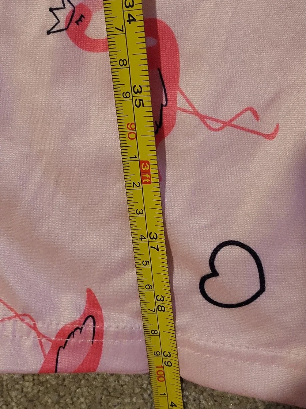 Pink Flamingo Pajama Lounge Pants Silky Soft Size 4 Elastic Waist Hearts